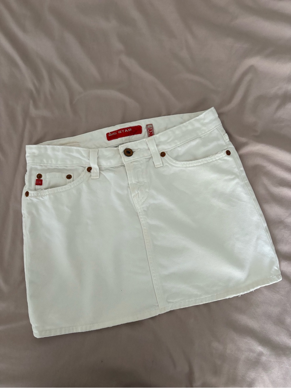 Vintage Y2K Big Star White Denim Mini Skirt